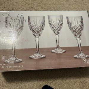 DUBLIN Shannon CRYSTAL by Godinger Set Of 4 Goblets